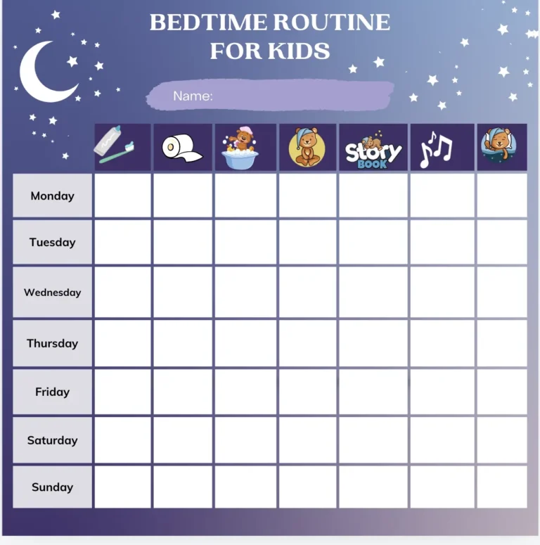 Printable Bedtime Routine Charts For Kids