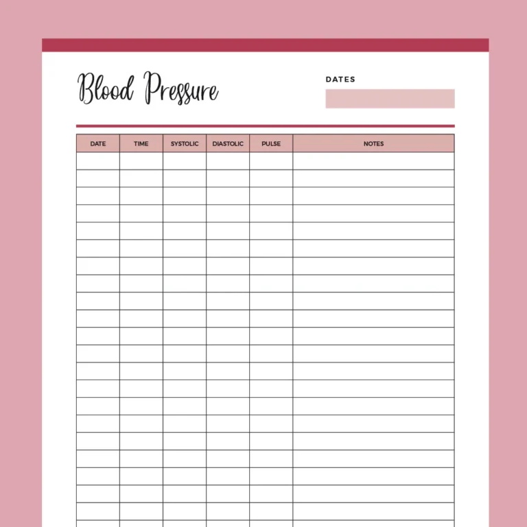 Printable Blood Pressure Chart FREE Download US Letter A4 PDF Plan Print Land