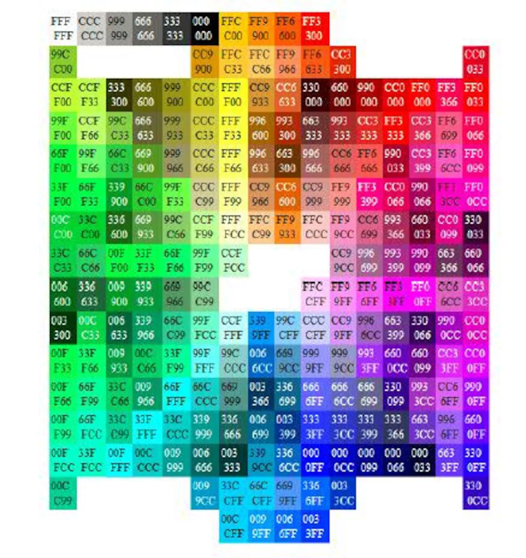 Hex Color Chart Printable