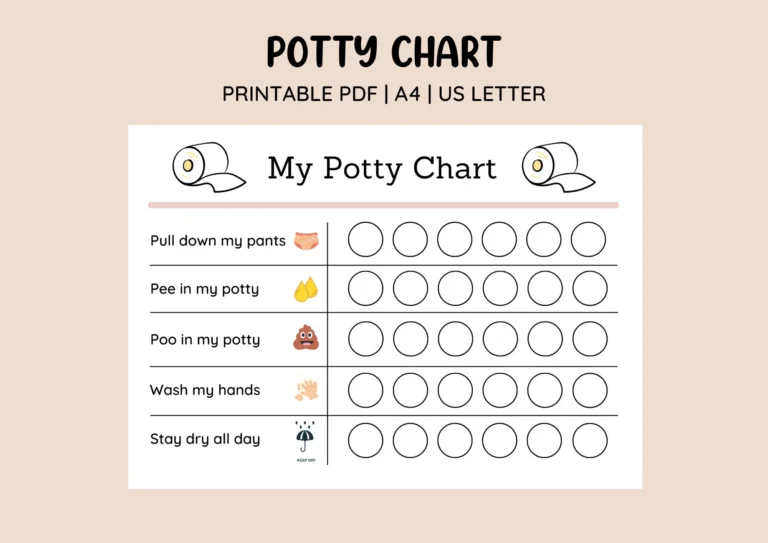 Printable Cute Potty Training Chart Sticker Chart Printable Reward Chart Toilet Training Kids Reward Chart Digital Template Etsy