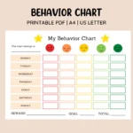 Printable Emotion Scale Behavior Chart Points Reward Chart Colourful Kids Behavior Chart Sticker Chart Behavior Management Etsy