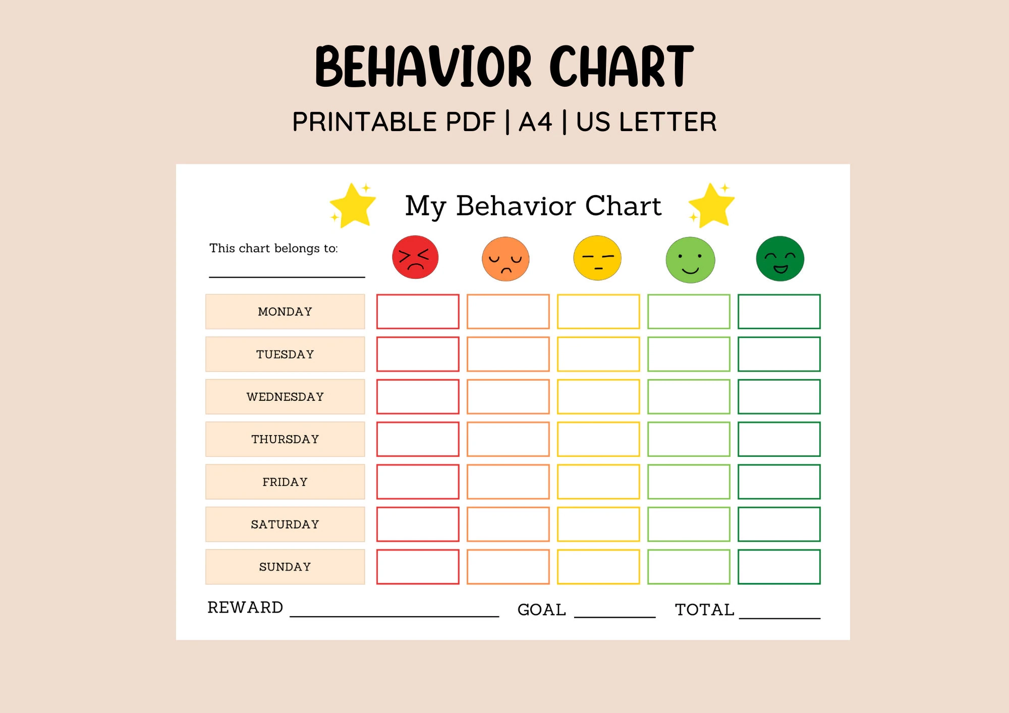 Daily Behavior Sticker Chart Printable