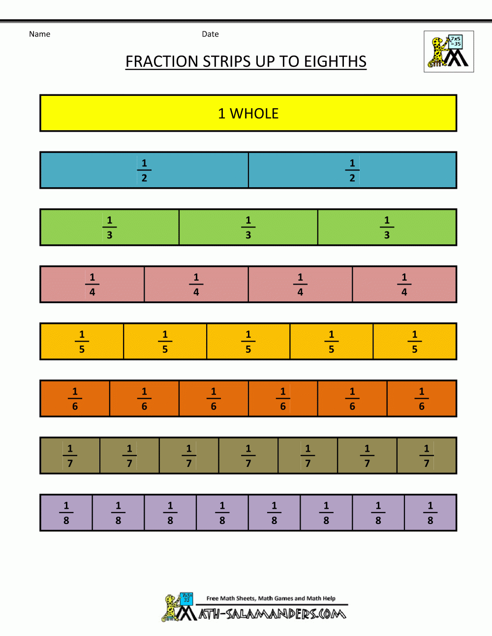 Printable Benchmark Fractions Chart