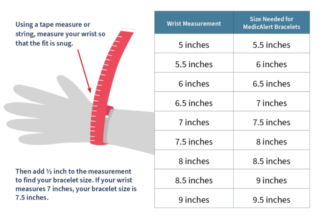 Printable Wrist Size Chart
