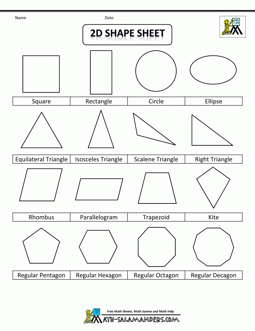 Free Printable Geometric Shapes Chart