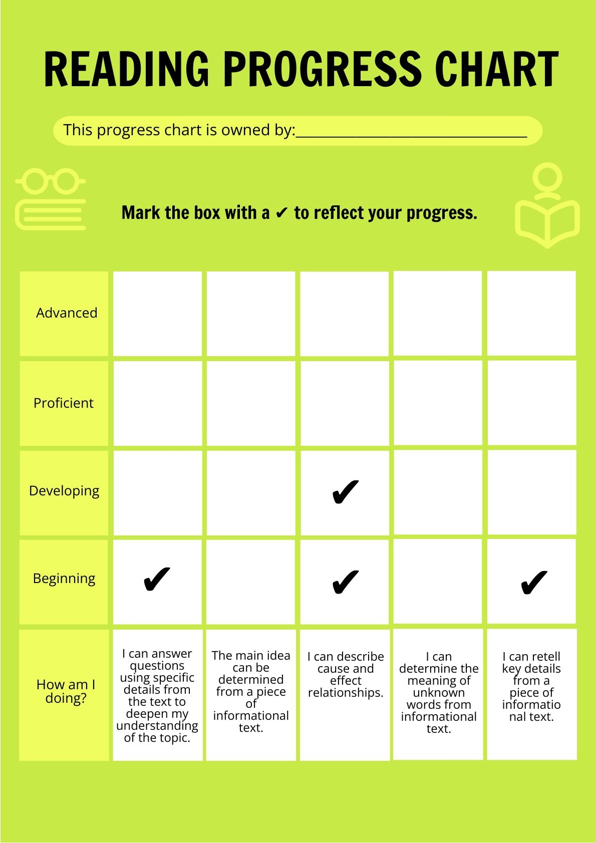 Reading Progress Chart Printable