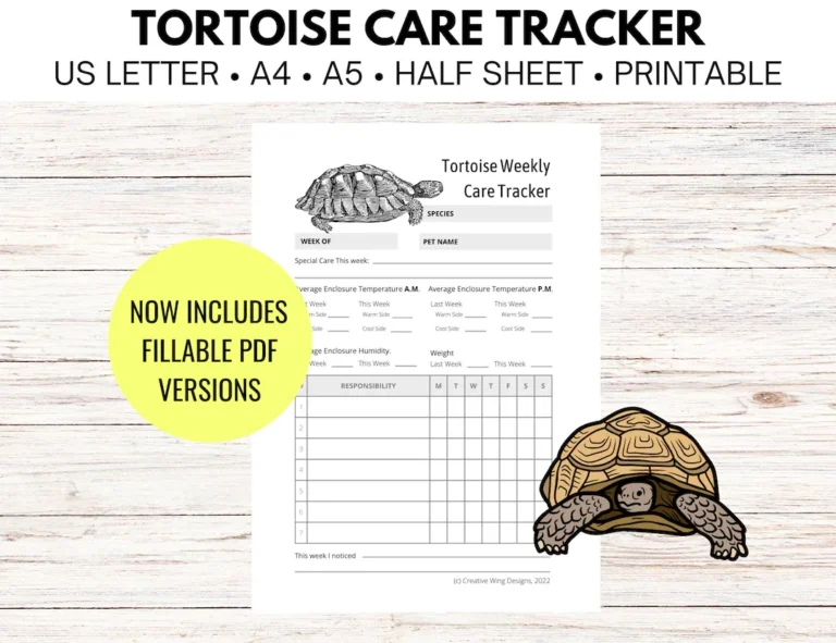 Reptile Chore Chart Tortoise Care Tracker Pet Feeding Log Planner Insert Etsy
