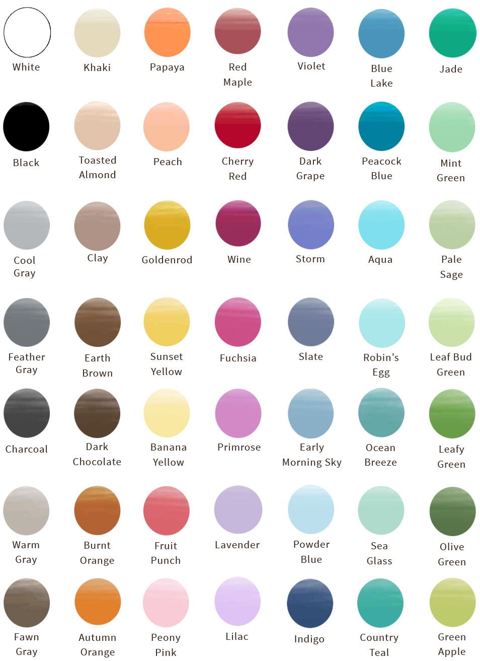 Printable Paint Color Chart