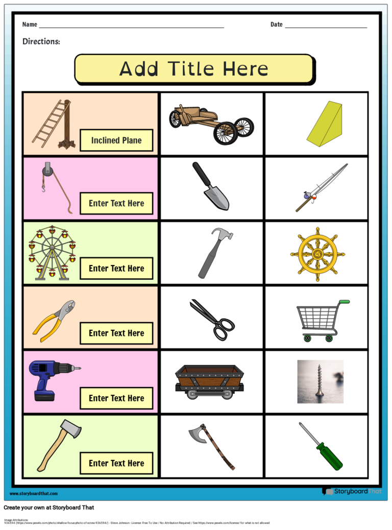Storyboard That Free Simple Machines Worksheets
