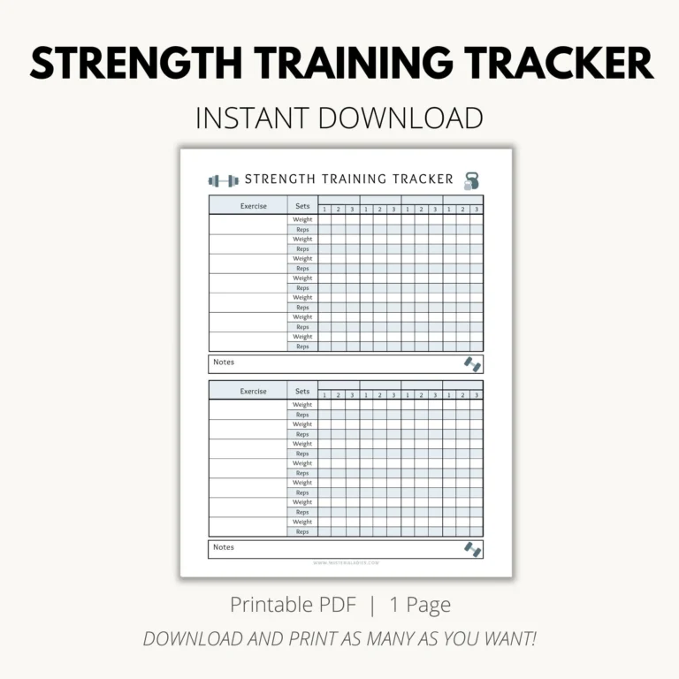 Strength Training Tracker Weight Lifting Log Digital Download printable PDF Etsy