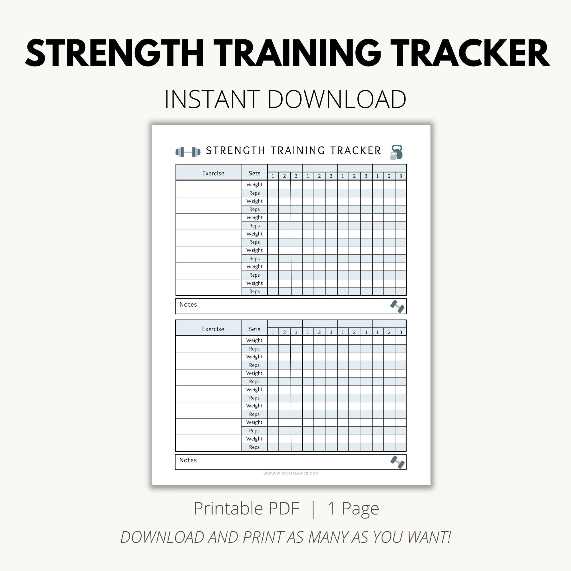 Printable Weight Lifting Chart