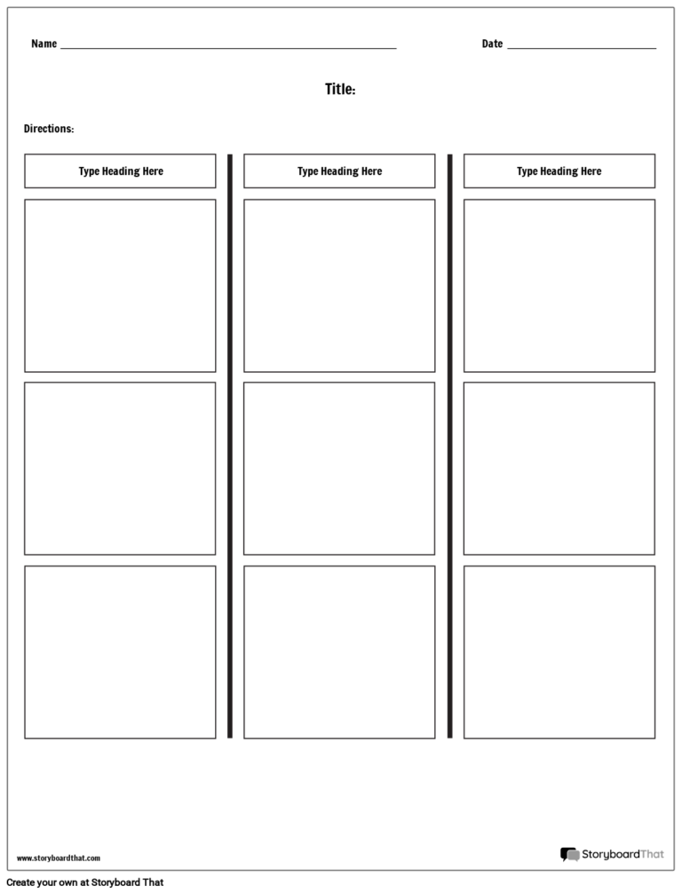 T Chart Practice Worksheet With Simple 3 Columns