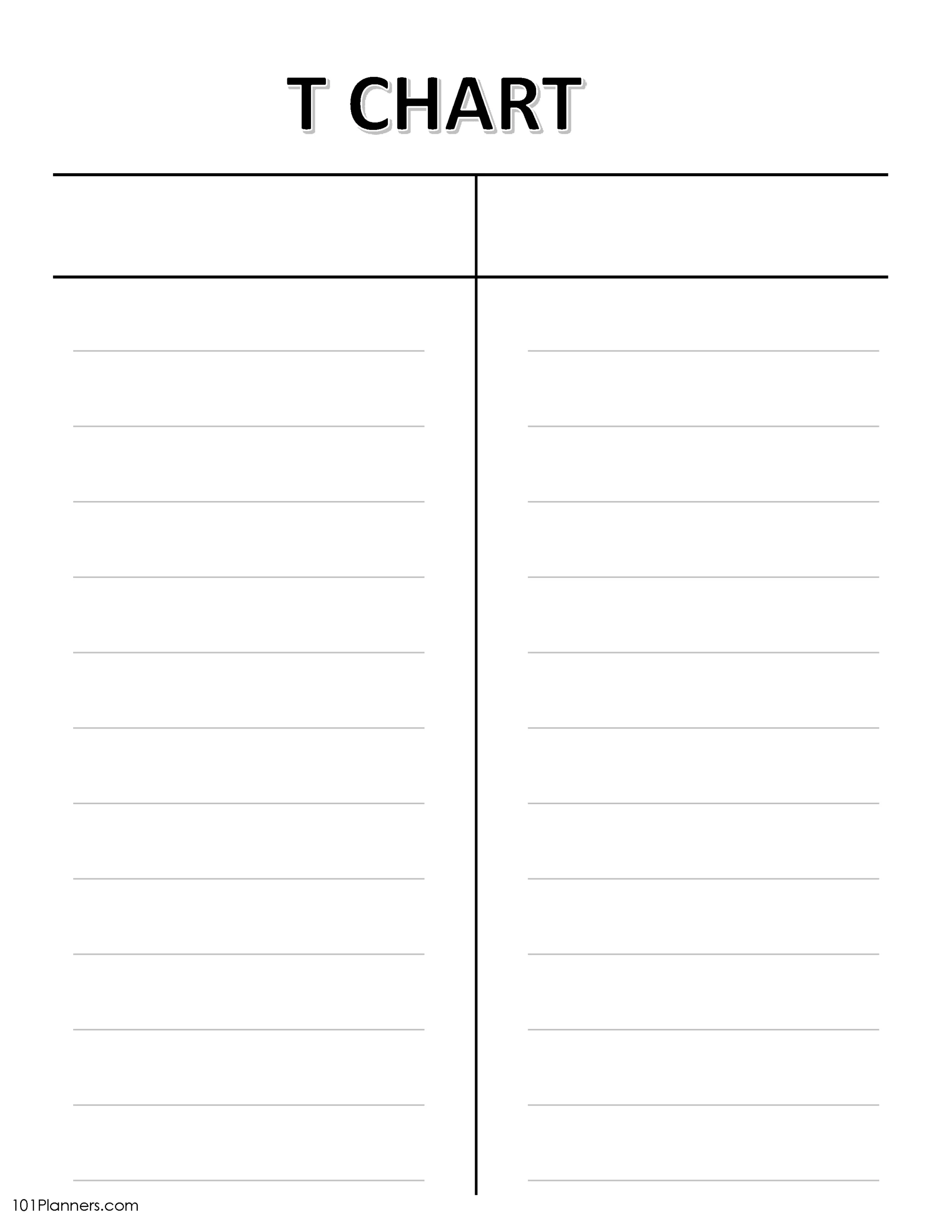 Printable Free T Chart Template
