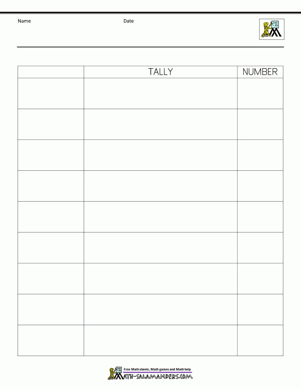 Printable Tally Chart