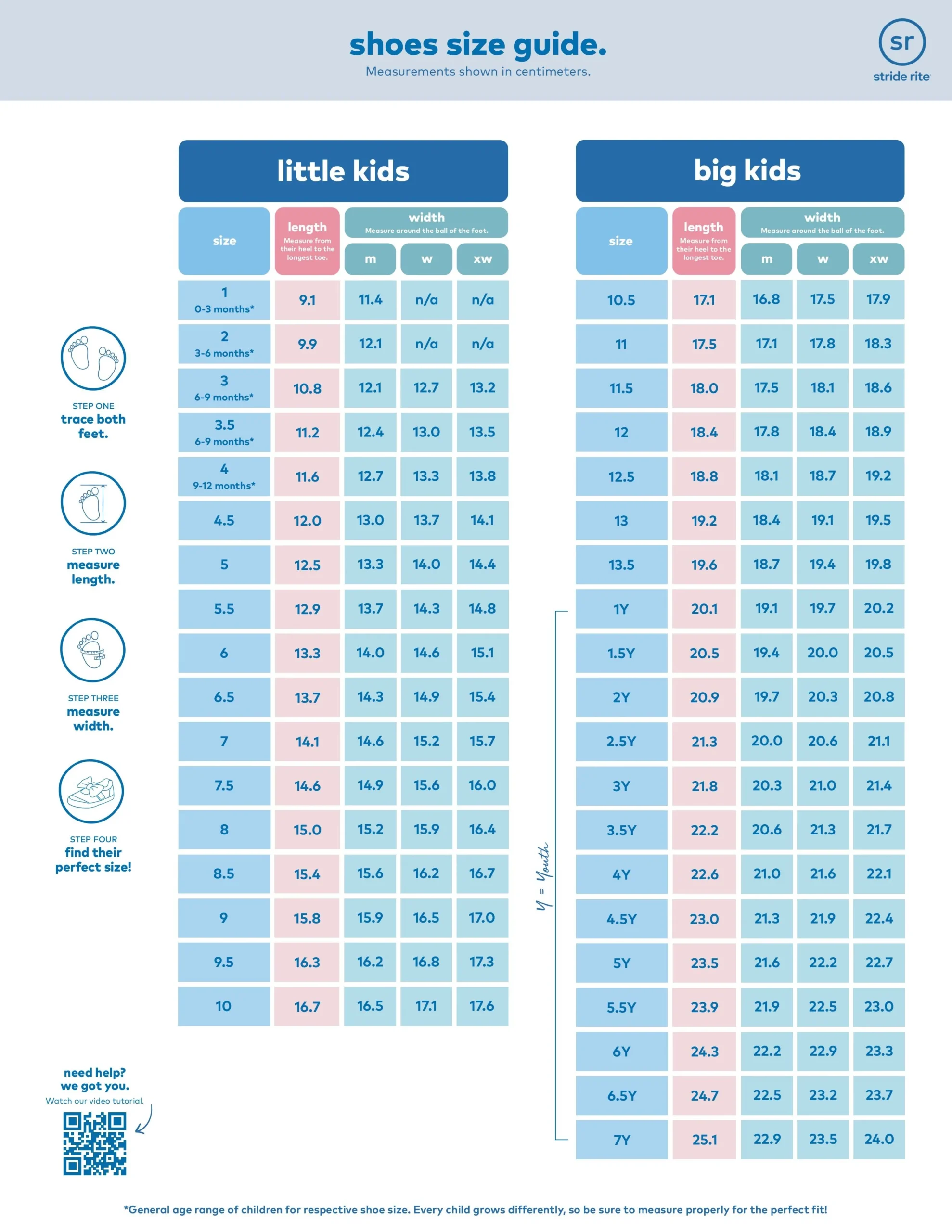 Stride Rite Printable Size Chart