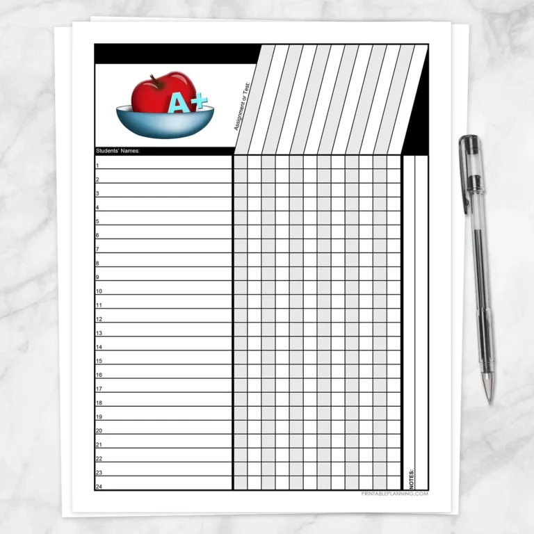 Teacher s Grade Sheet Grade School Elementary Apple Printable At Printable Planning For Only 5 95