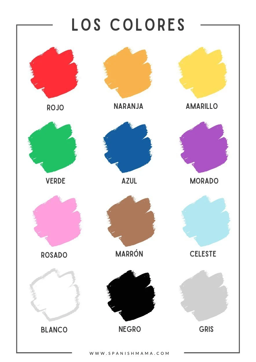 Spanish Color Chart Printable
