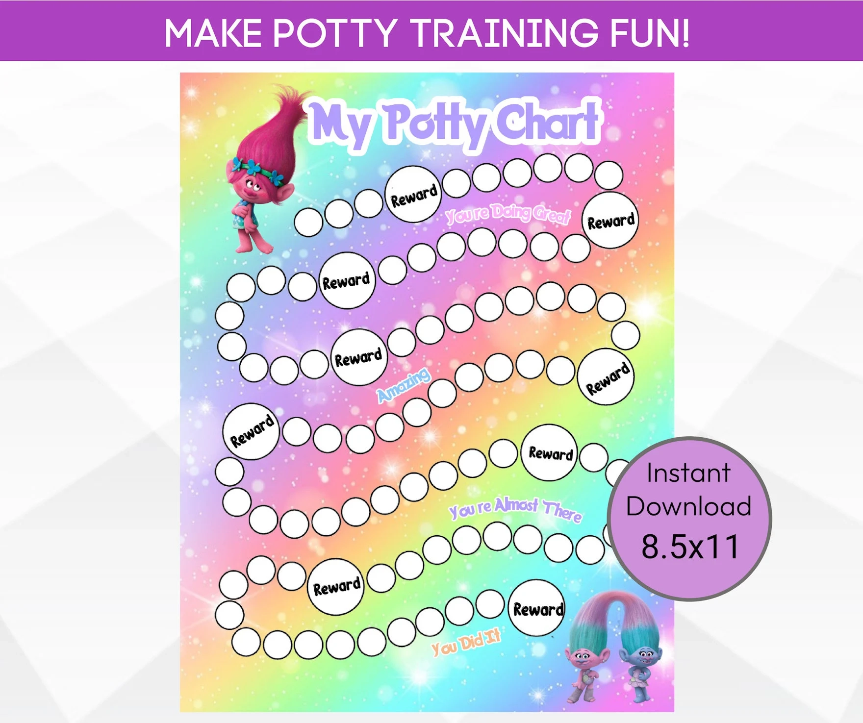 Printable Trolls Potty Training Chart