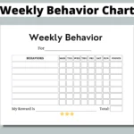 Weekly Behavior Chart Printable For Kids Students Classroom Preschool Kindergarten Home Points Reward Chart Sticker Chart