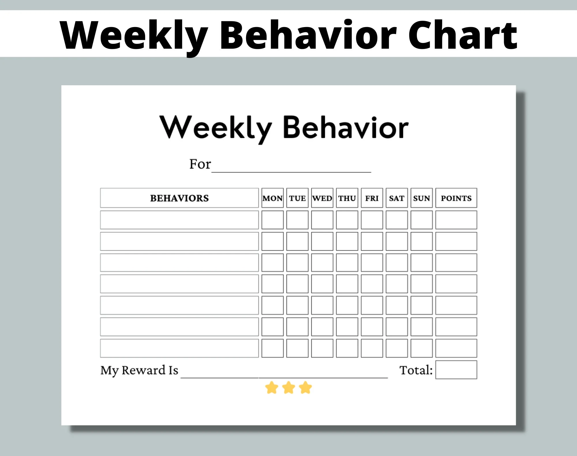 Printable Weekly Behavior Chart Template Printable Weekly Behavior Chart Template
