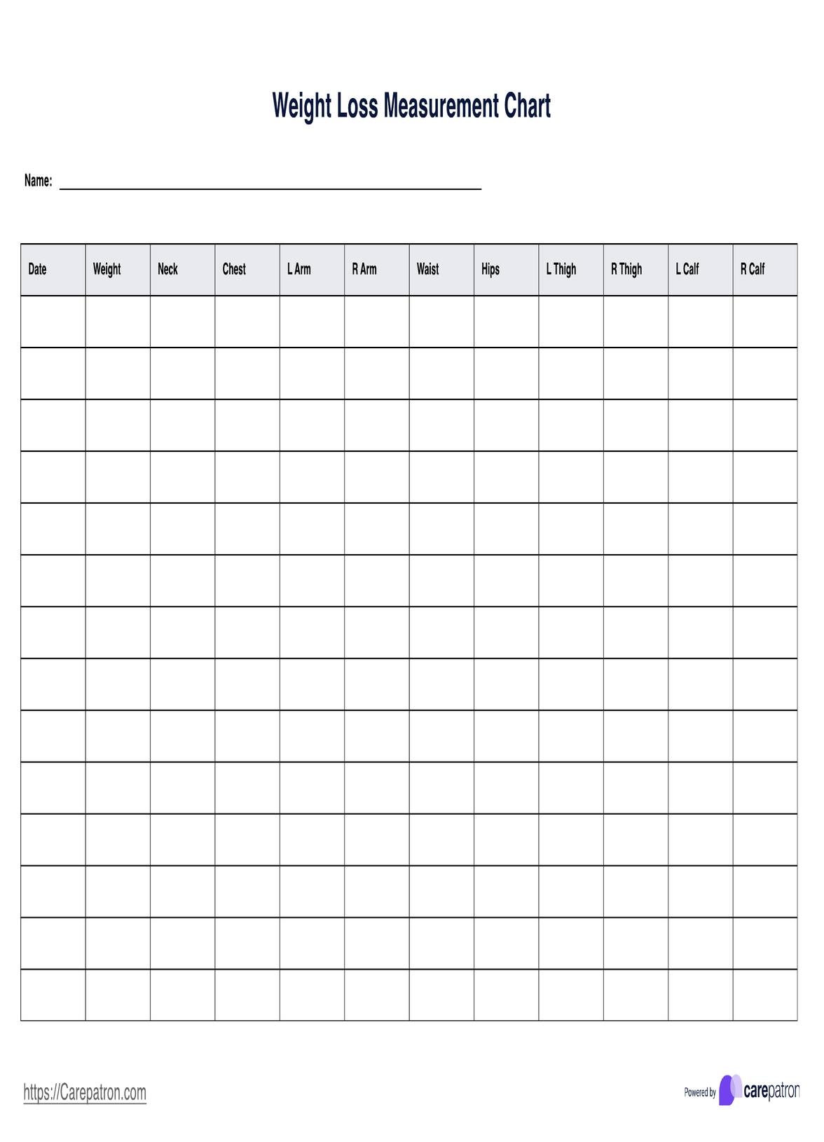 Free Weight Loss Measurement Chart