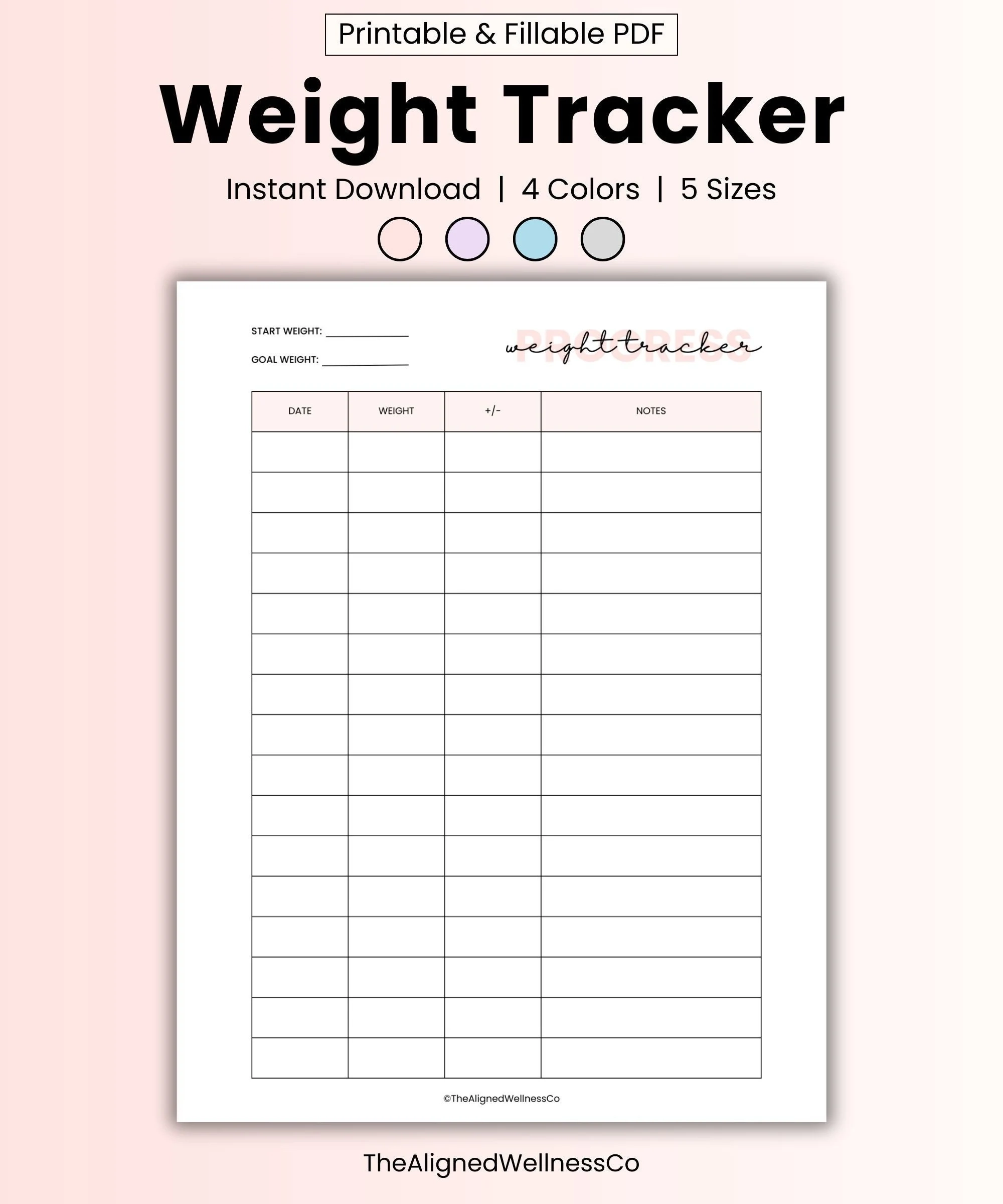 Printable Weight Loss Tracker And Prompts