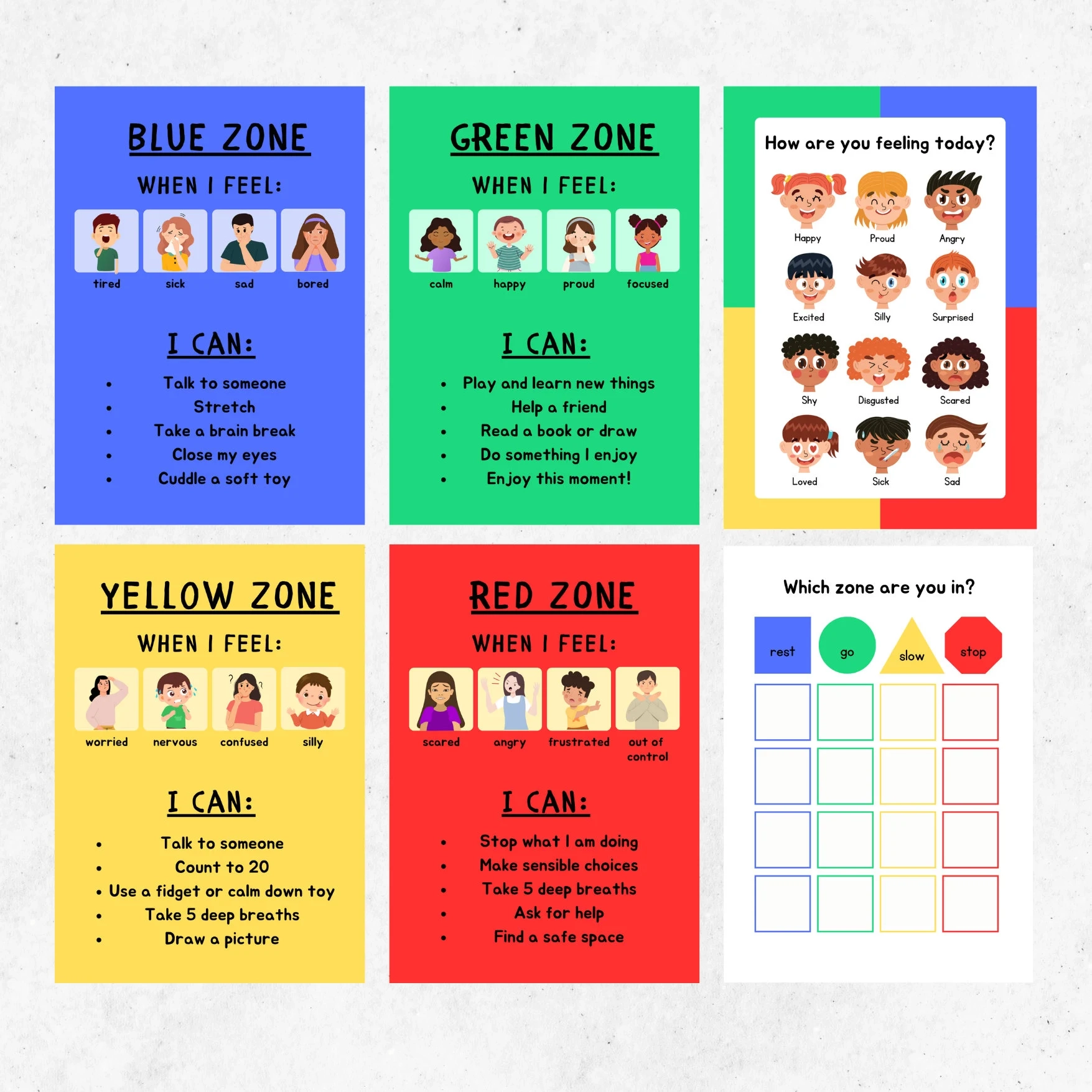 Zones Of Regulation Printable Chart